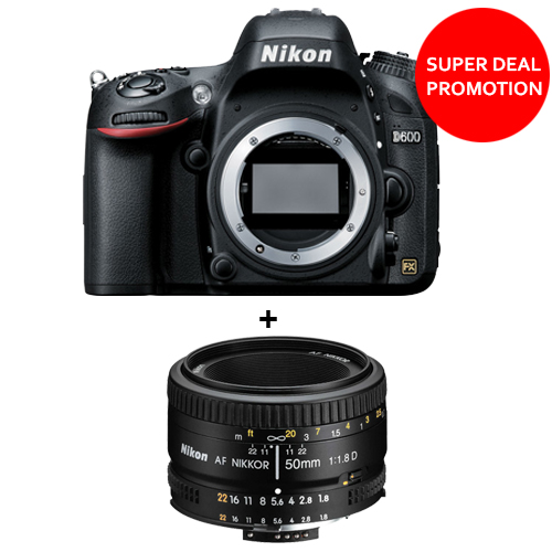 Nikon D600 DSLR Camera with Nikon 50mm f/1.8D AF Nikkor Lens